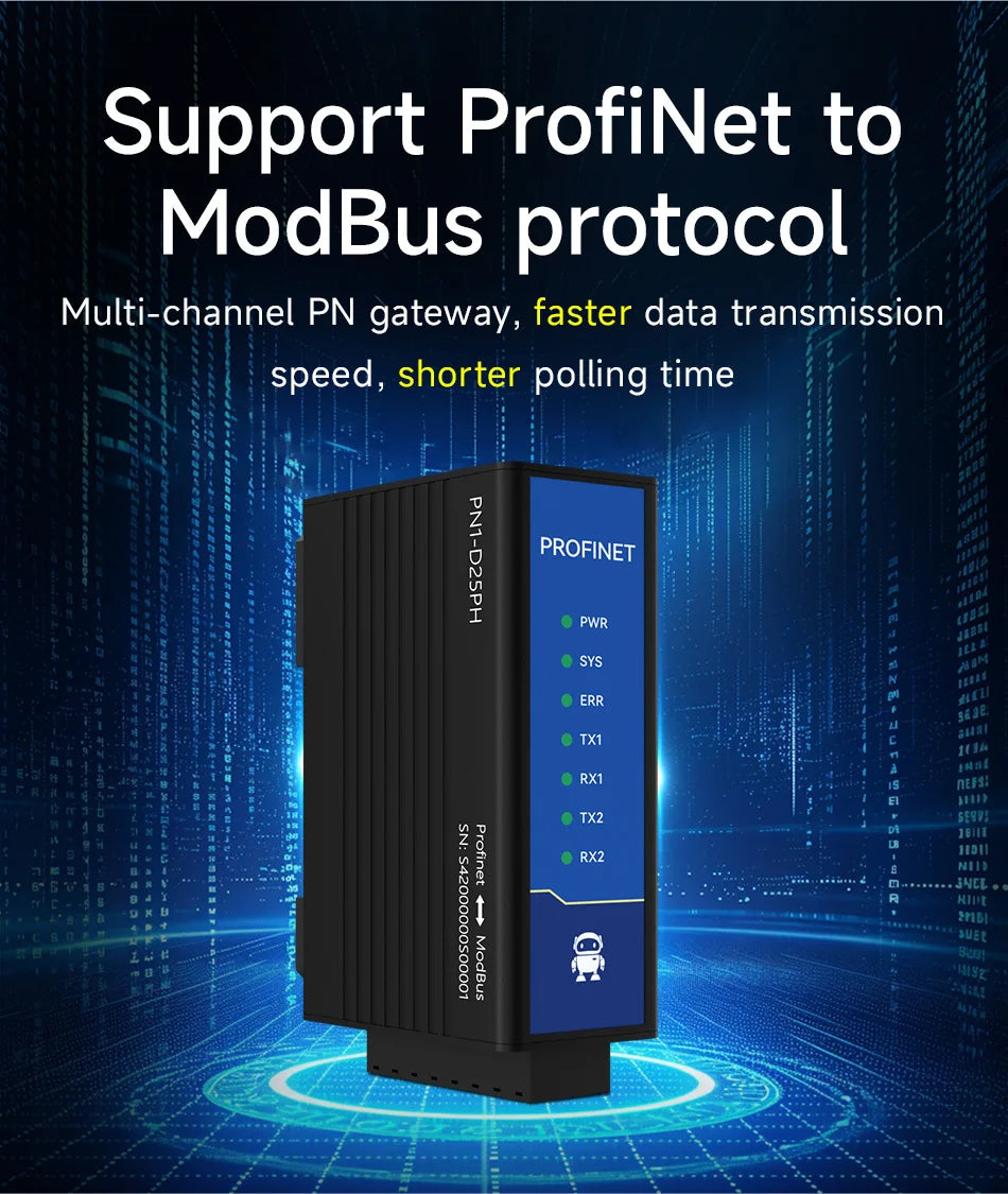 Profinet til Modbus-gateway med modelvalg