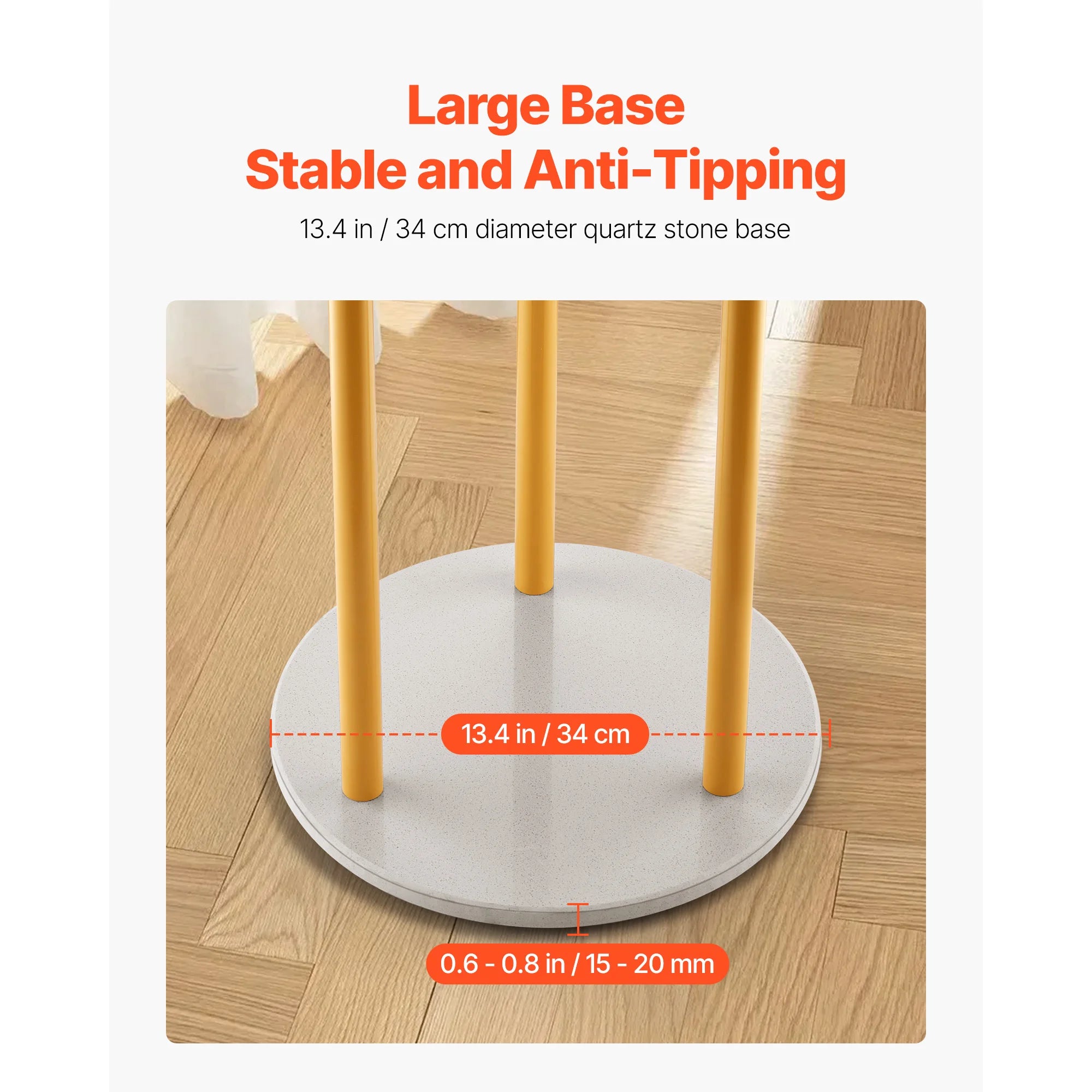 Freestanding Coat Rack with Quartz Base and 9 Hooks Stand