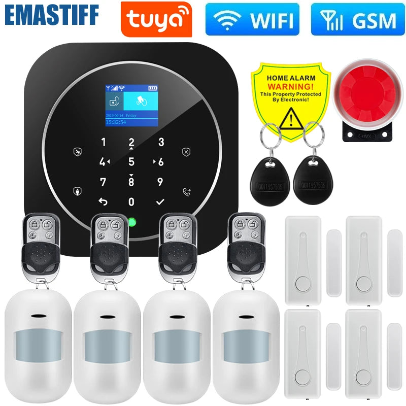NEW Tuya WIFI W9B Alarm System for Home Burglar Security 433MHz WiFi GSM Alarm Wireless Tuya Smart House App Control 
