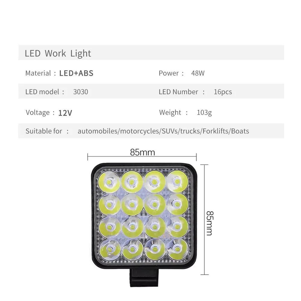 1 UNID Barra de Luz LED 12V Mini Luz de Trabalho LED Holofote Off Road para Jeep Caminhão 4X4 Carro SUV ATV Faróis LED Barra