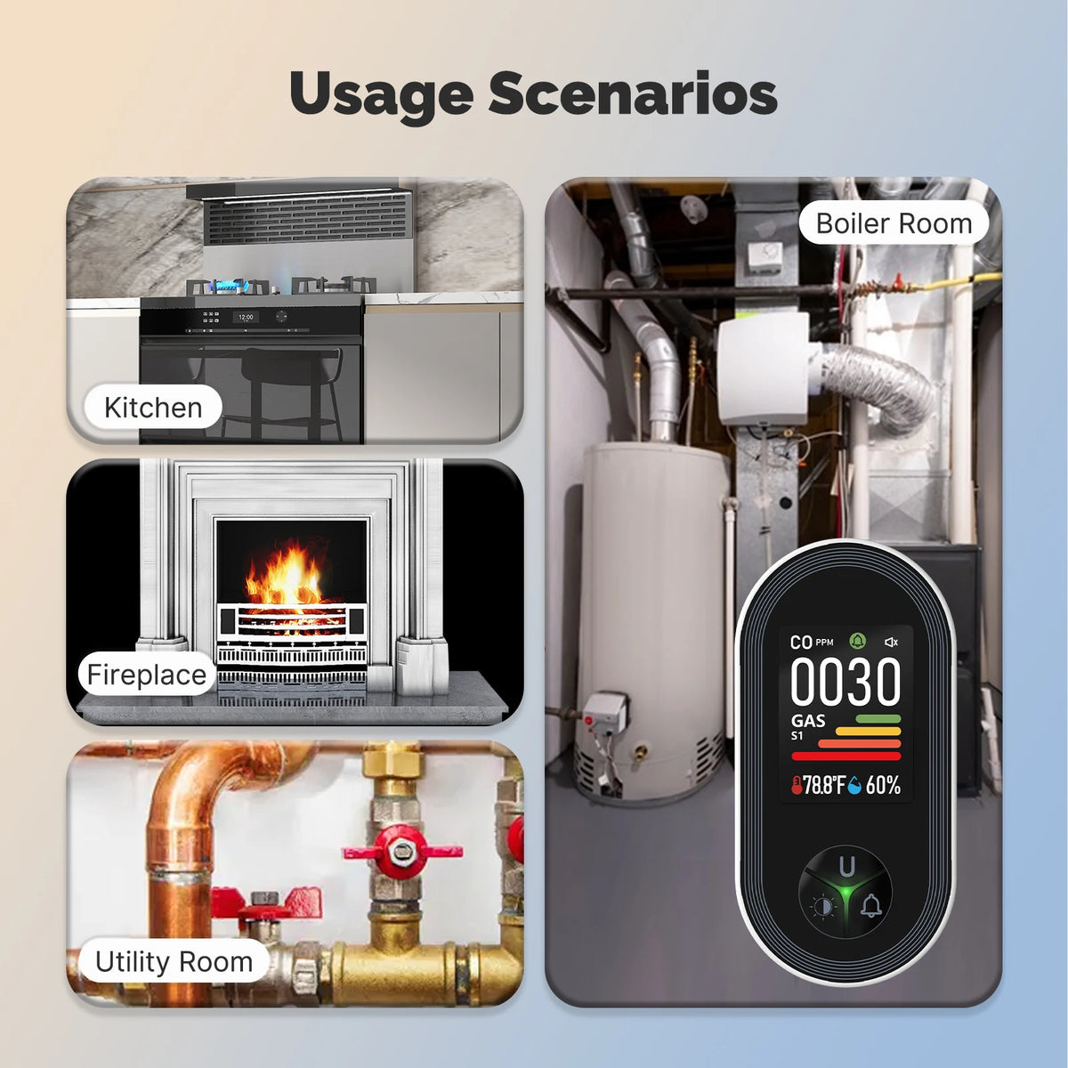 Plug-In CO and Combustible Gas Monitor with Display