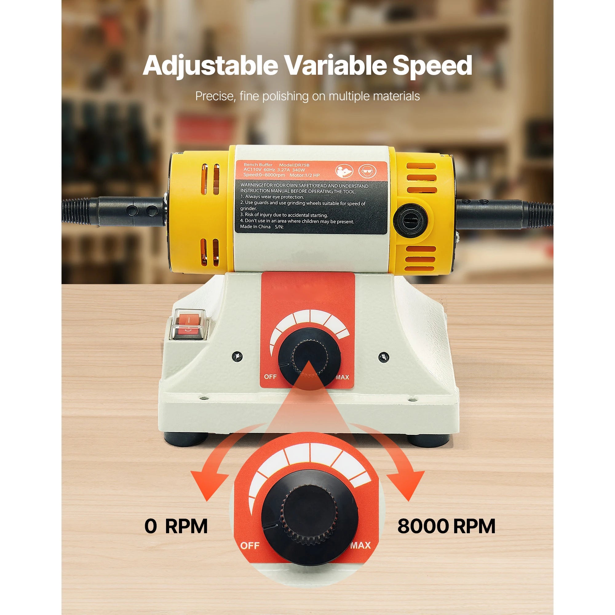 Polirka za stol s 1/2 KS i promjenjivom brzinom 0–8000 RPM, komplet