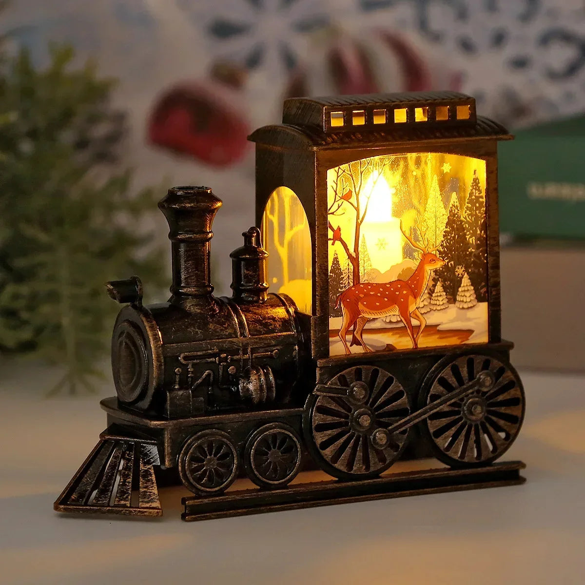 LED Night Lights Vintage Portable Train Night Lamp Battery Powered Outdoor Hanging Lanterns Christmas Festive Party Decoration 