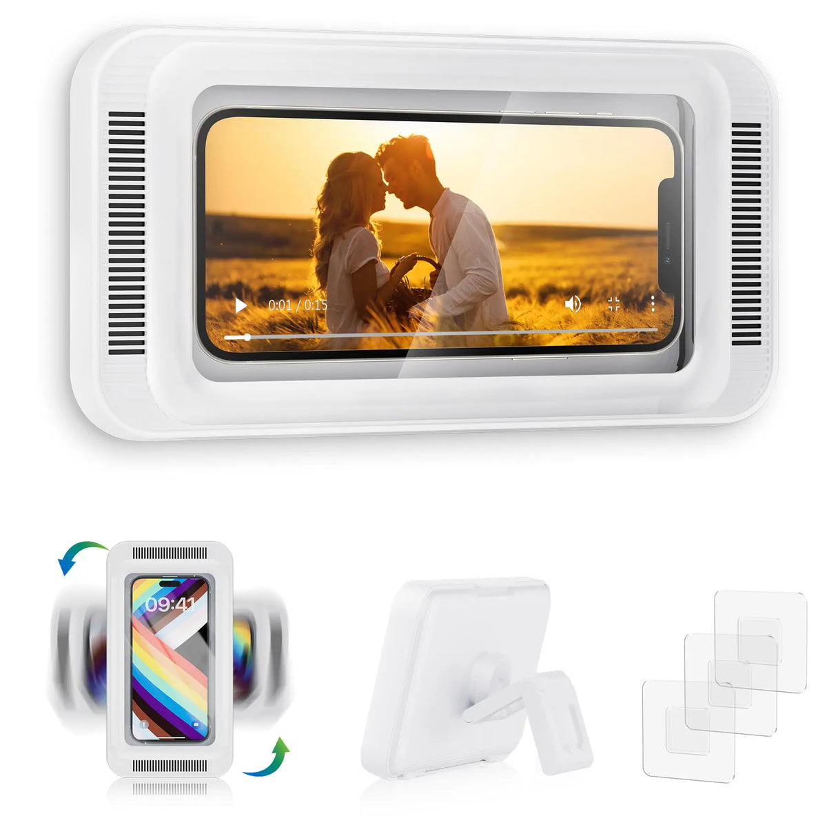 Rotating Wall-Mounted Phone Holder with Enclosed Cover
