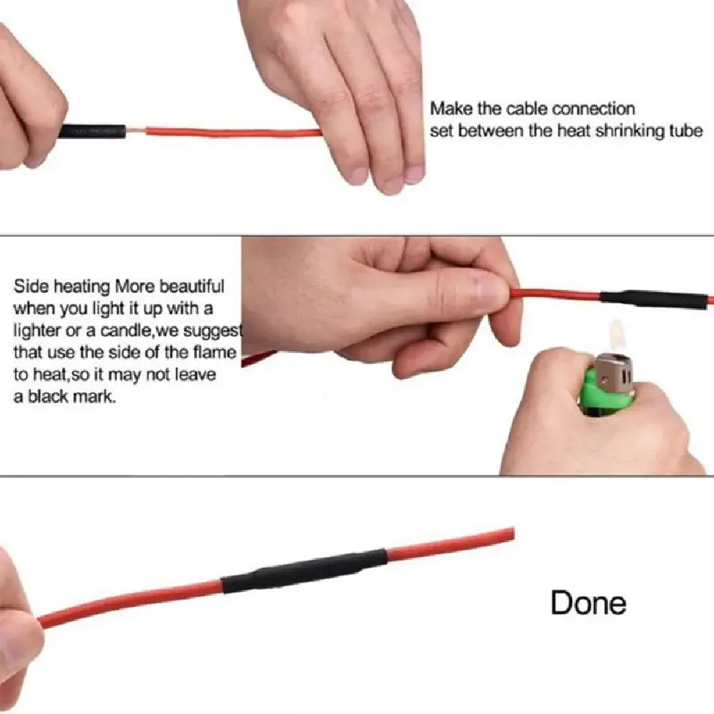 127PCS Black Red Heat Shrink Tubing 2:1 Assortment Polyolefin Tube Car Cable Sleeving Wrap Wire Kit 