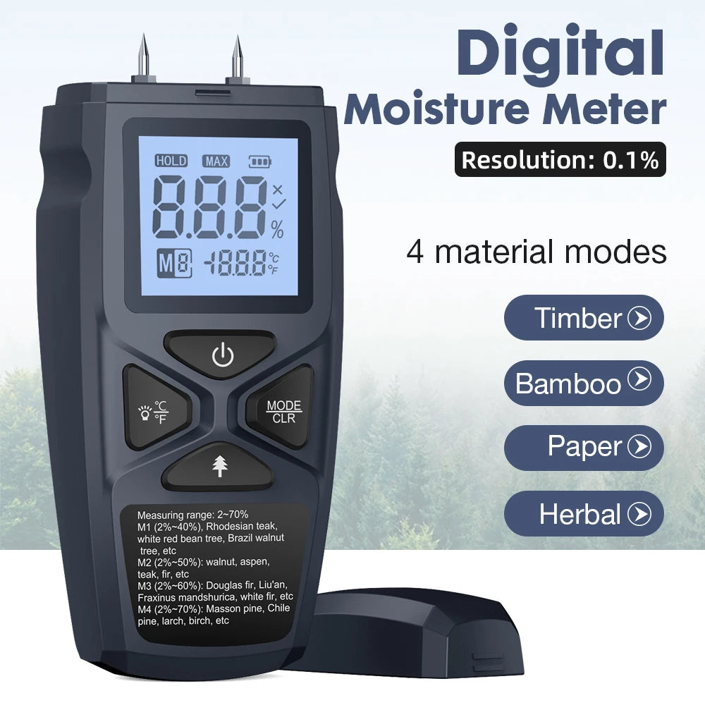 Digital Wood Moisture Meter with Material Modes