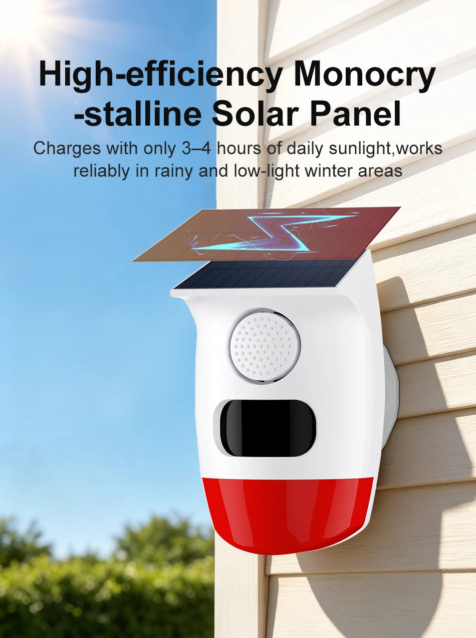 Solar Motion Sensor Alarm with 120dB Siren