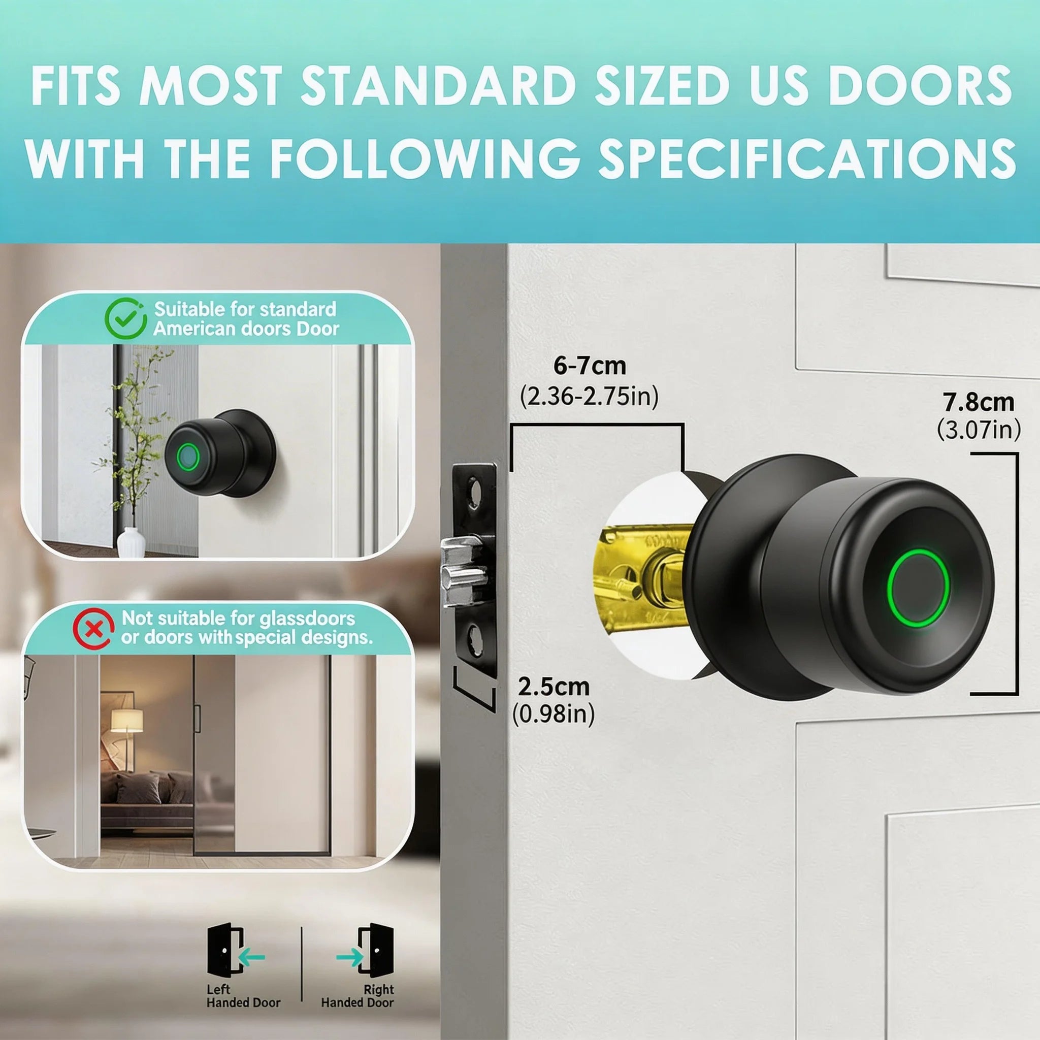 Smart Fingerprint Door Knob Lock with App Control