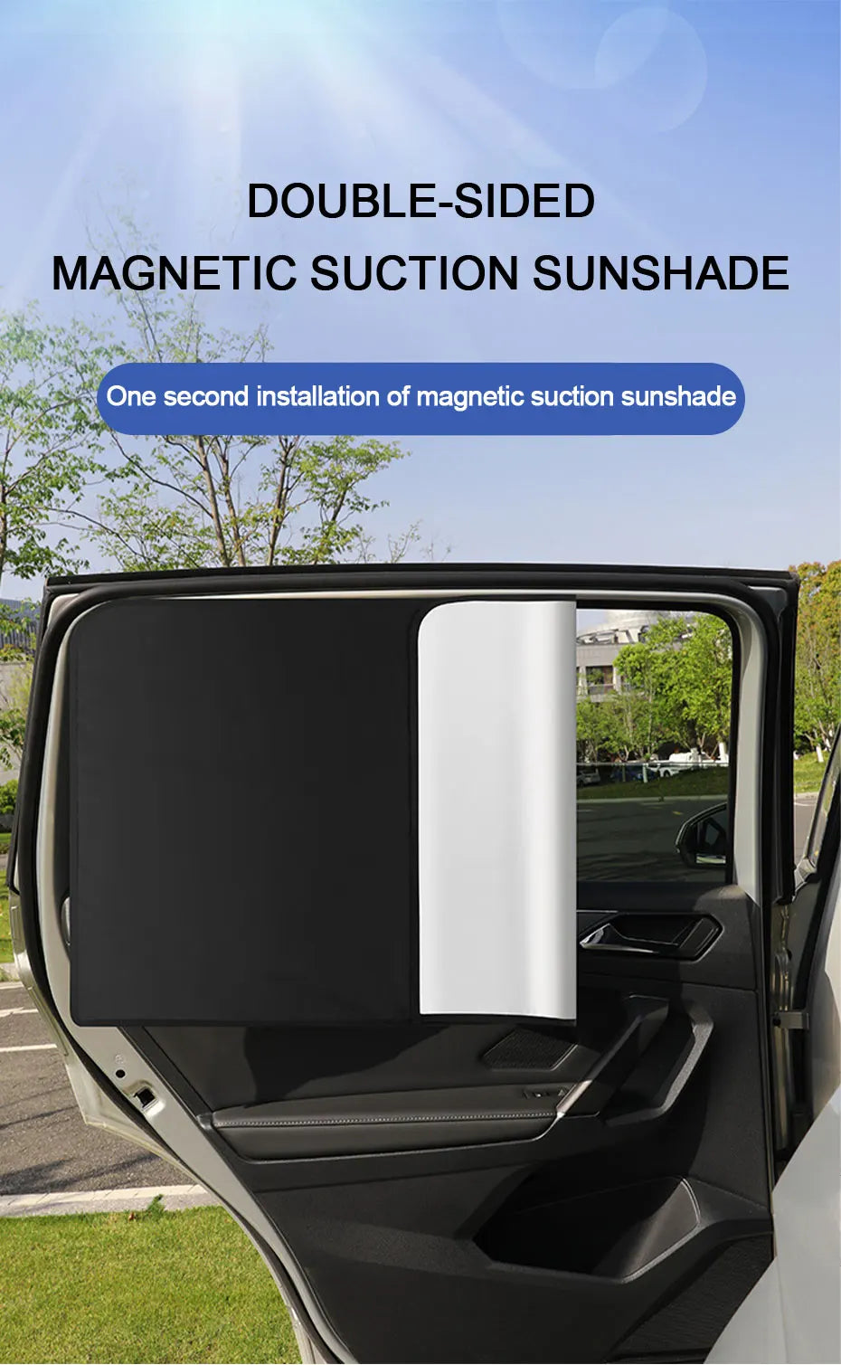 SEAMETAL Magnet Car Side Window Curtain 2Pcs Privacy Curtains for Car Sun Shade Summer Sunshades UV Reflection Front/Back Window