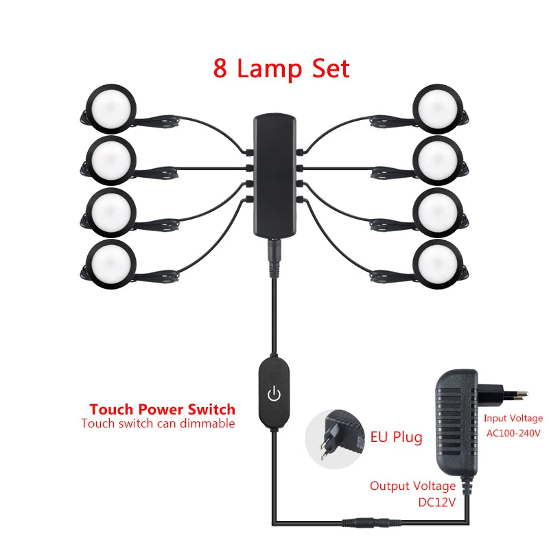 12 V Round LED Cabinet Lights - Set Options