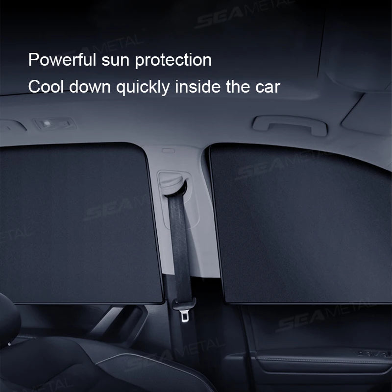 SEAMETAL 2Pcs Car Side Window Sun Shade Magnetic Car Sunshade Curtains Summer Sun Protection UV Blocking Auto Provacy Curtains