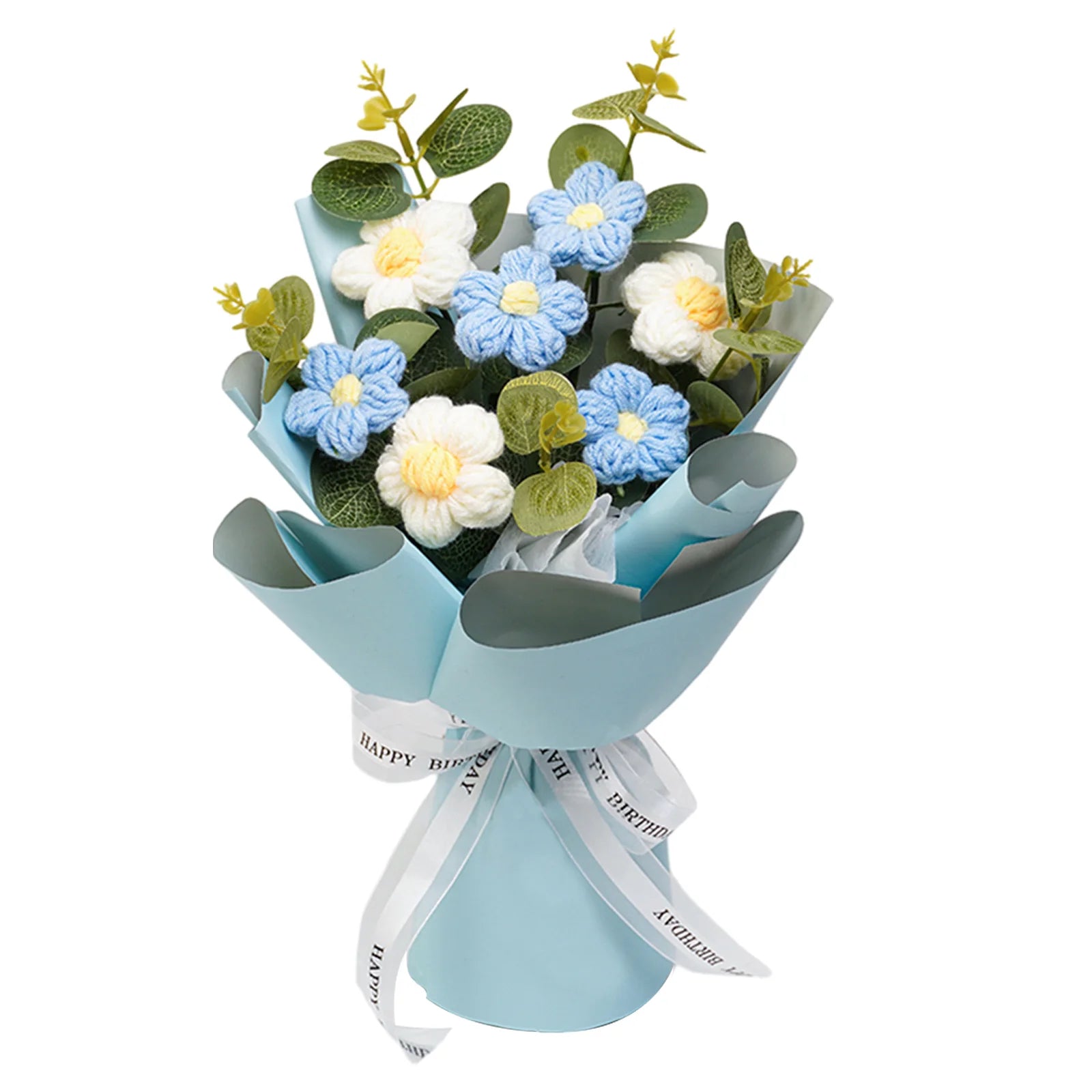 Handmade Crochet Flower Bouquet Knitted Floral Decoration