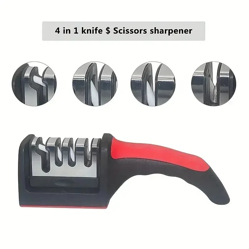 3-Segment Knife Sharpener Knife Sharpeners for Kitchen Knives Stainless Steel Three-Purpose Sharpening Stone for Kitchen Tools 