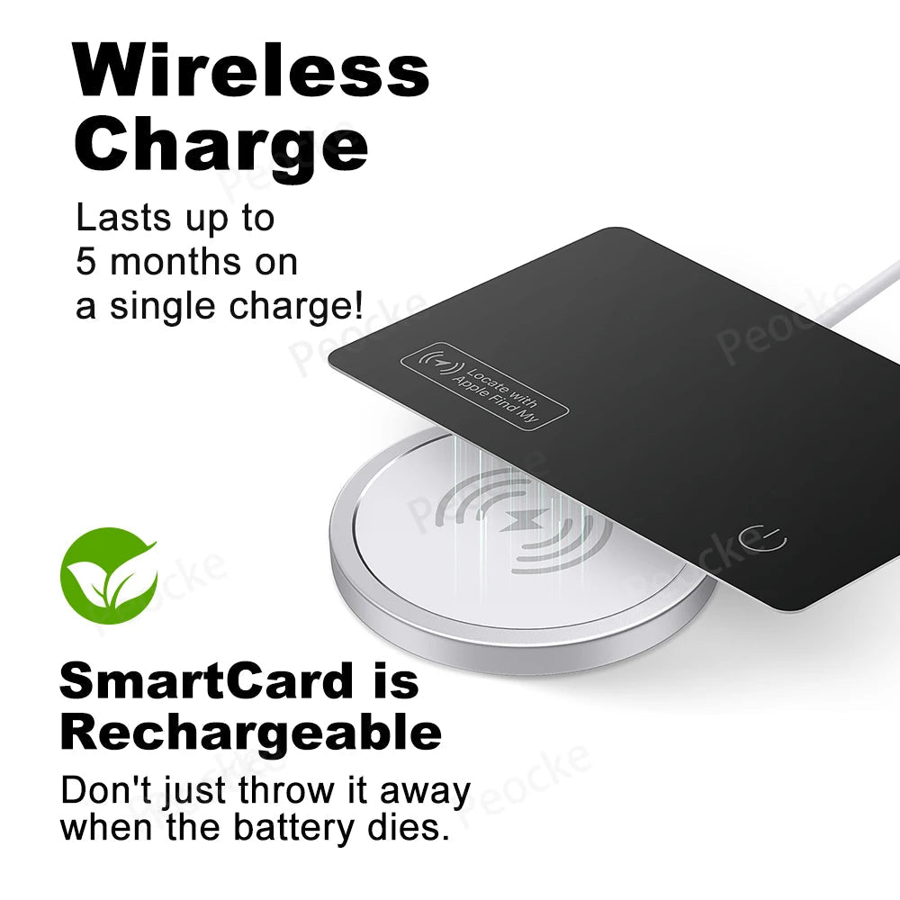 Wallet Anti-loss Card GPS Location Tracking Smart Tag Find My for iPhone Bluetooth Device Ultra-thin Card Wireless Charge IP67 
