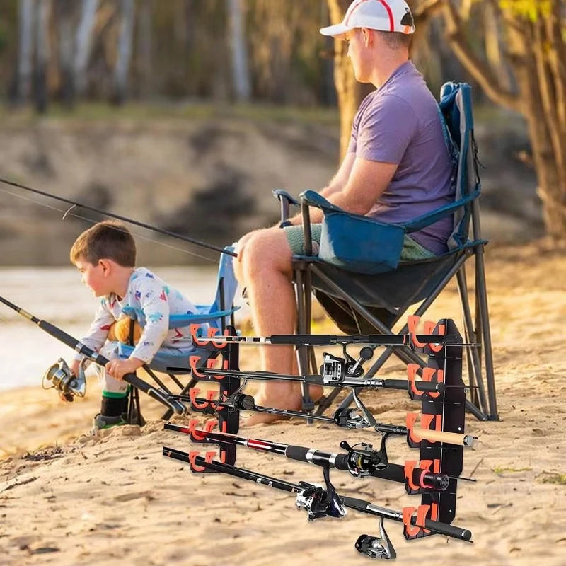 Wall-Mounted Fishing Rod Storage Rack, 42 cm