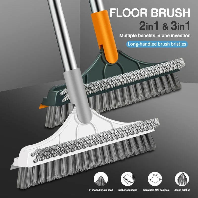 3 In 1 Cleaning Brush Cleaner Brush For Cleaning Bathroom Brush With Long Handle Rotating Floor Brush Crevice Brush 