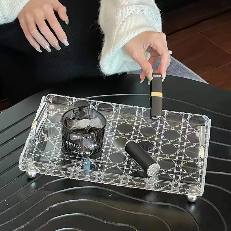 Clear Rectangular Serving Tray with Handles