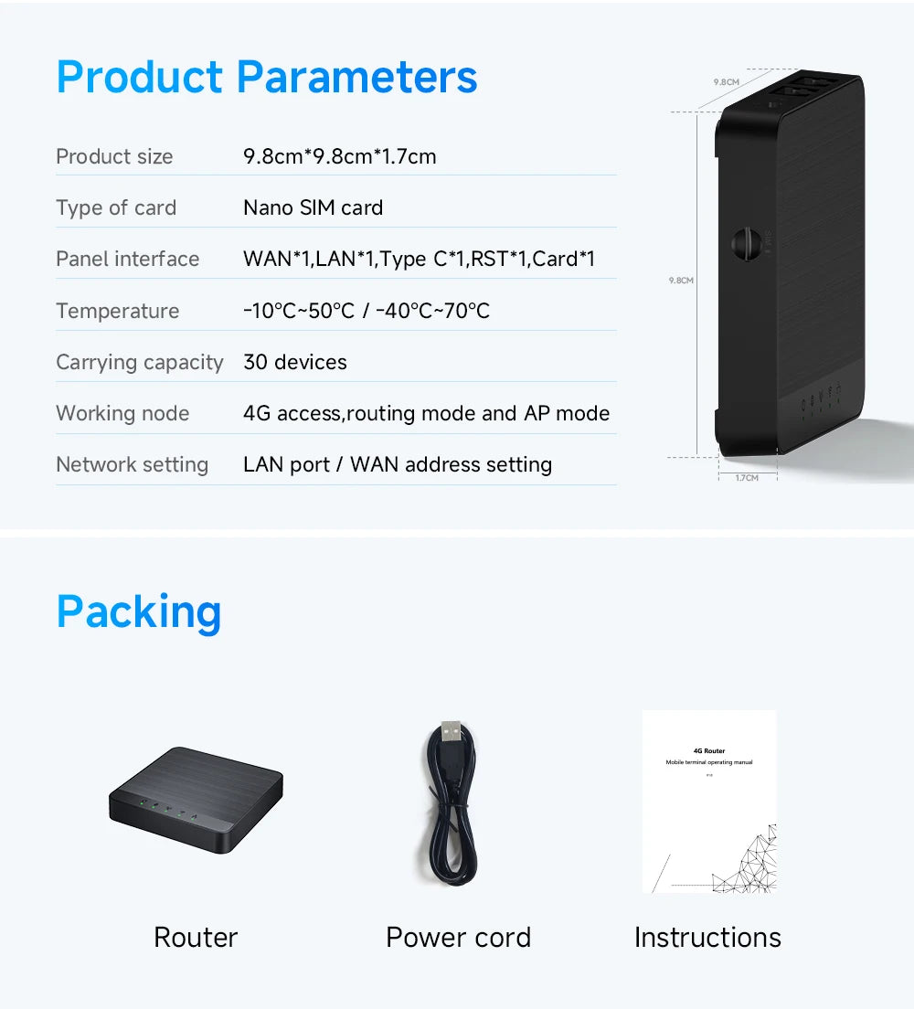 Mini 4G LTE WiFi Router with SIM Card Support