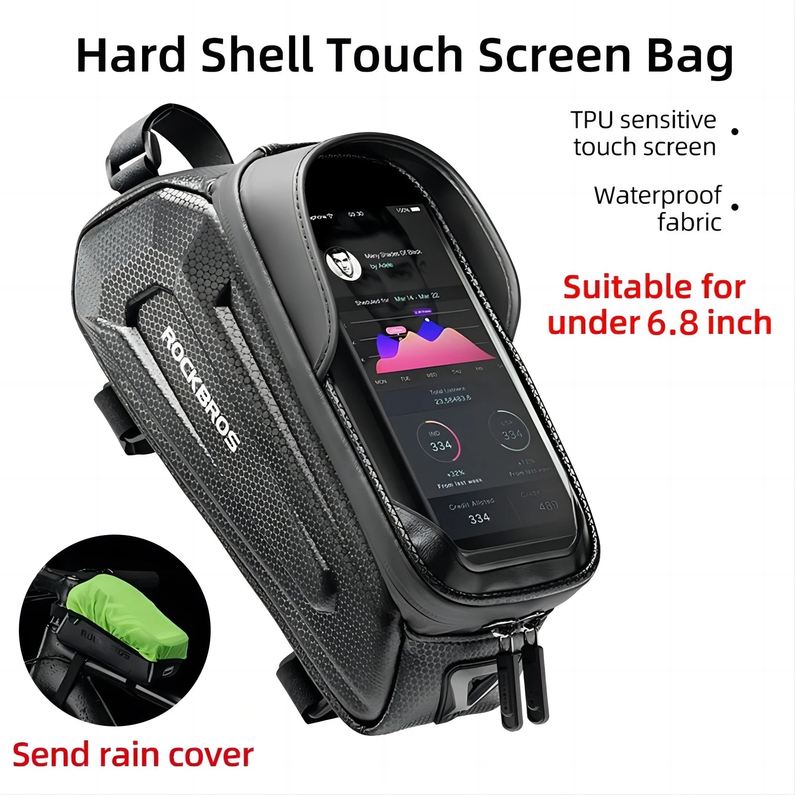 Borsa per telaio bici resistente all'acqua con supporto per telefono con schermo touch