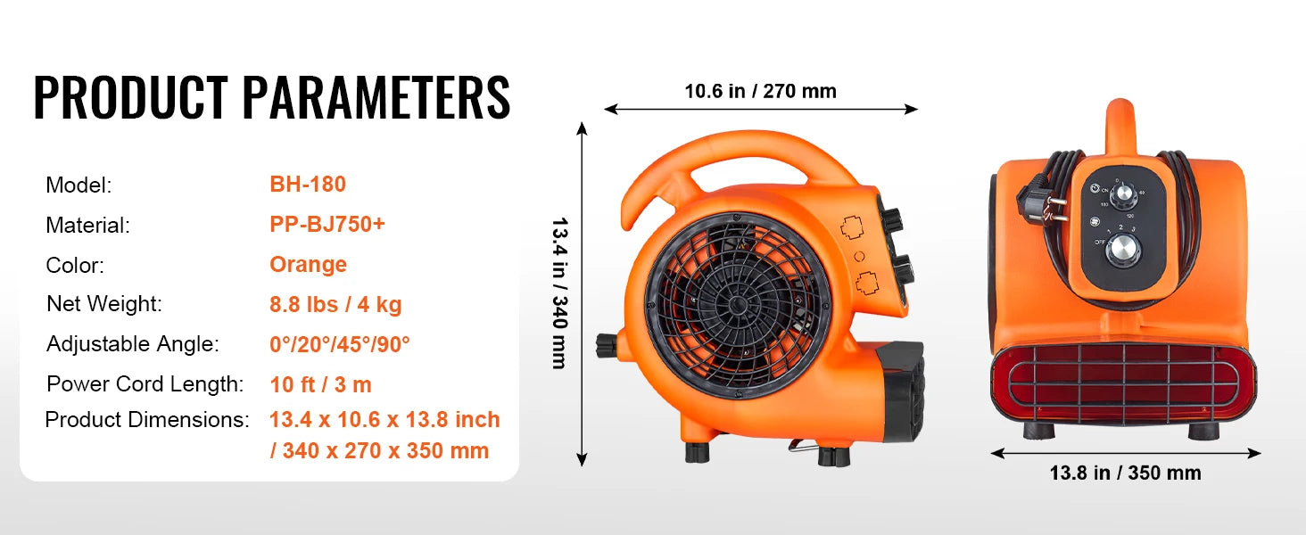Floor Blower 1400 RPM 4000 CFM Air Mover for Drying and Cooling