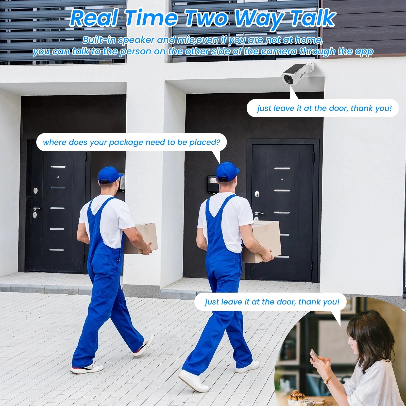 ANRAN 2K Wireless Solar Camera Outdoor Surveillance Integrated Battery Wifi Camera Humanoid Detection Flash Alarm Night Vision 