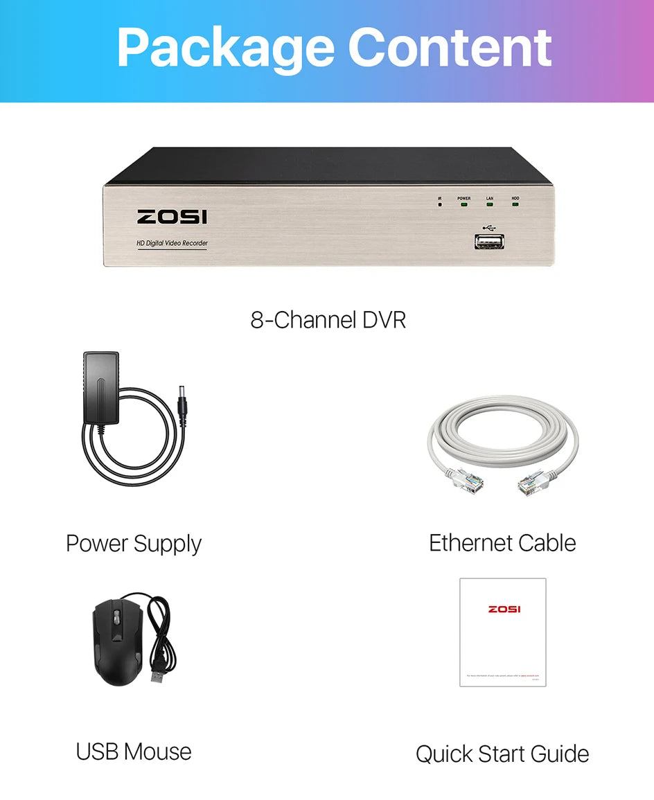 ZOSI 8-Channel 1080P DVR Security Recorder with H.265+