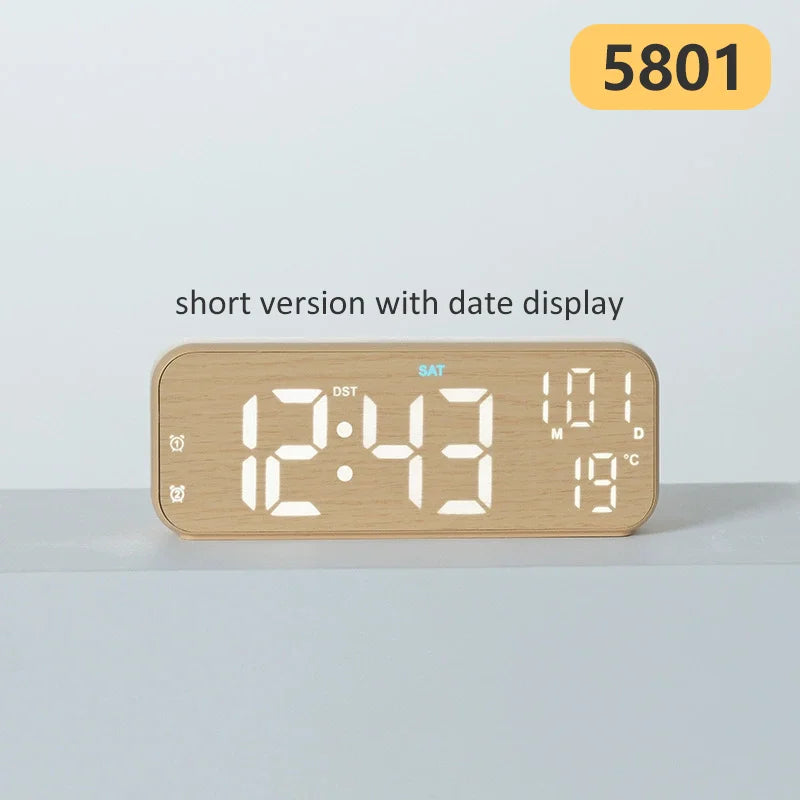 Wood-Style Digital Dual Alarm Clock