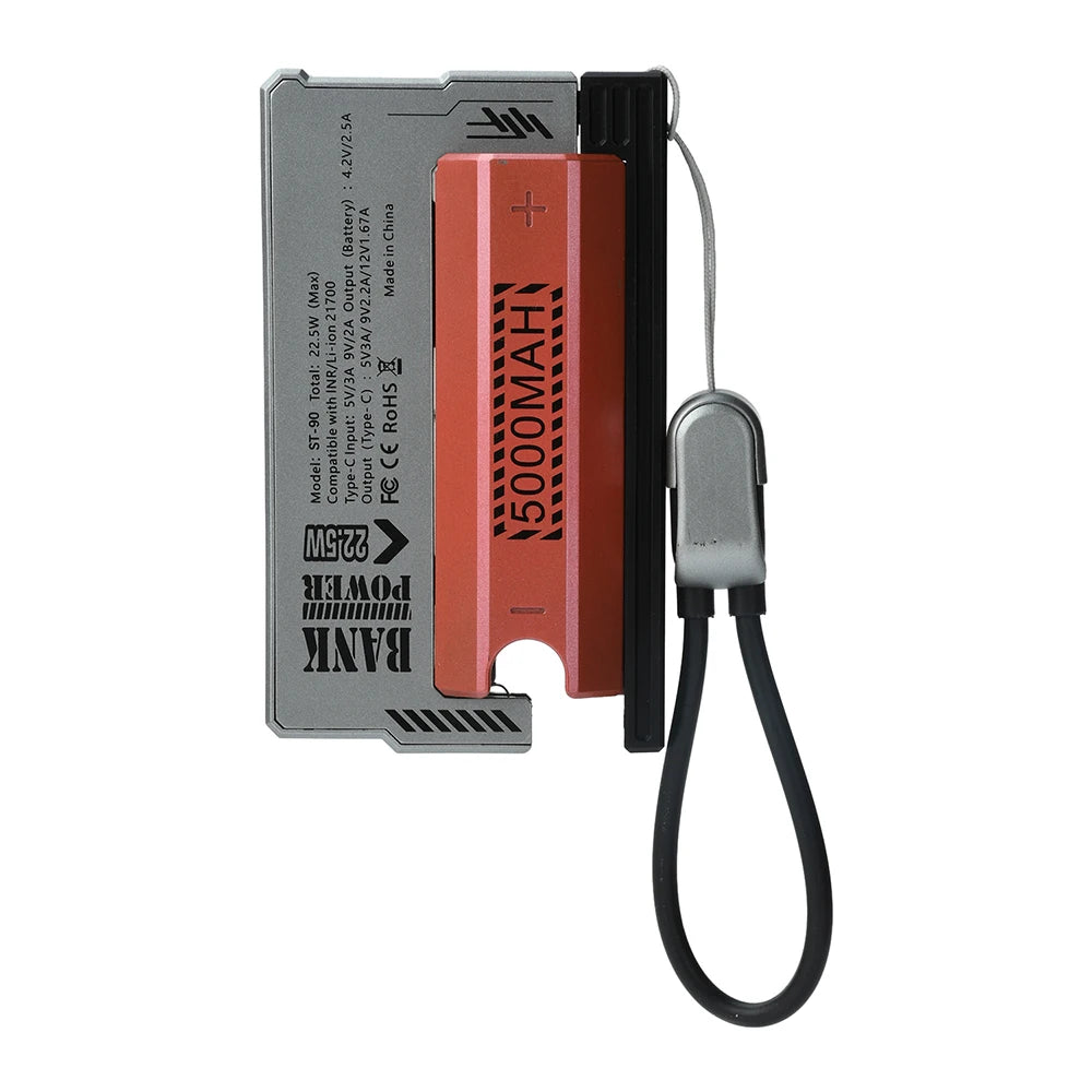 Solderless 21700 Power Bank Case with Detachable USB-C Cable