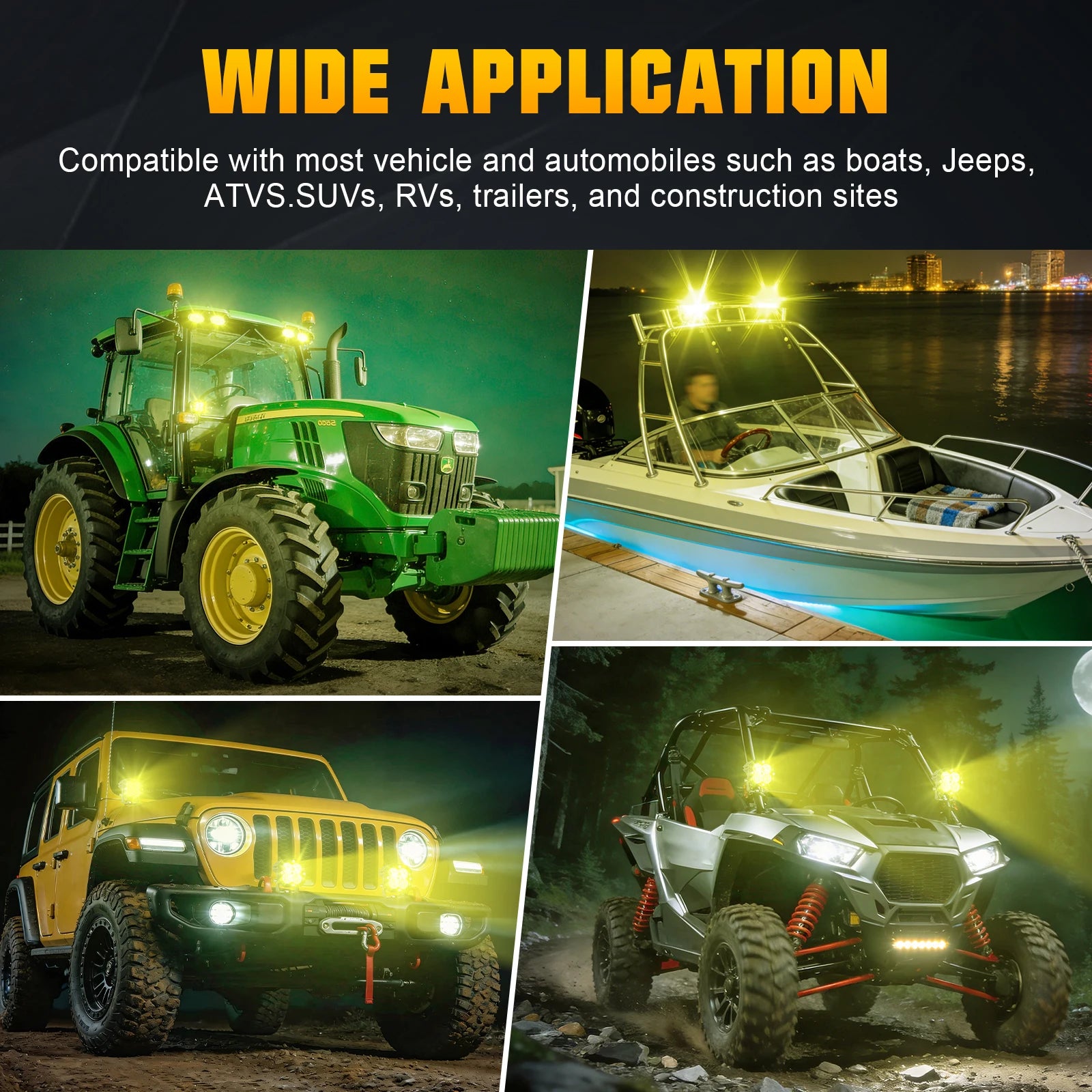 3 inch 30W Amber Yellow White Cube LED Pod Light Spot Flood Combo Beam Work Lights,Off-Road Driving Lamp for ATV, SUV,Motorcycle