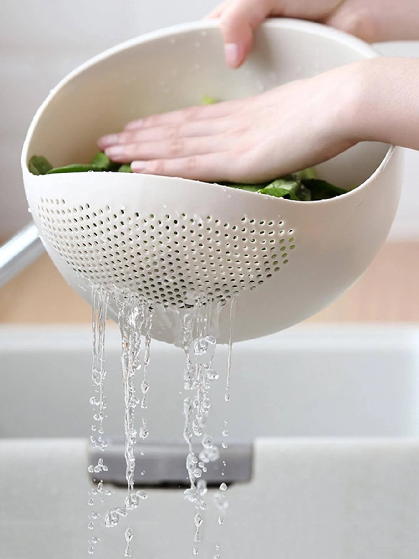 1/3pcs- Colander Rice Bowl Drain Basket Fruit Bowl Washing Drain Basket with Handle Washing Basket Home Kitchen Organizer 