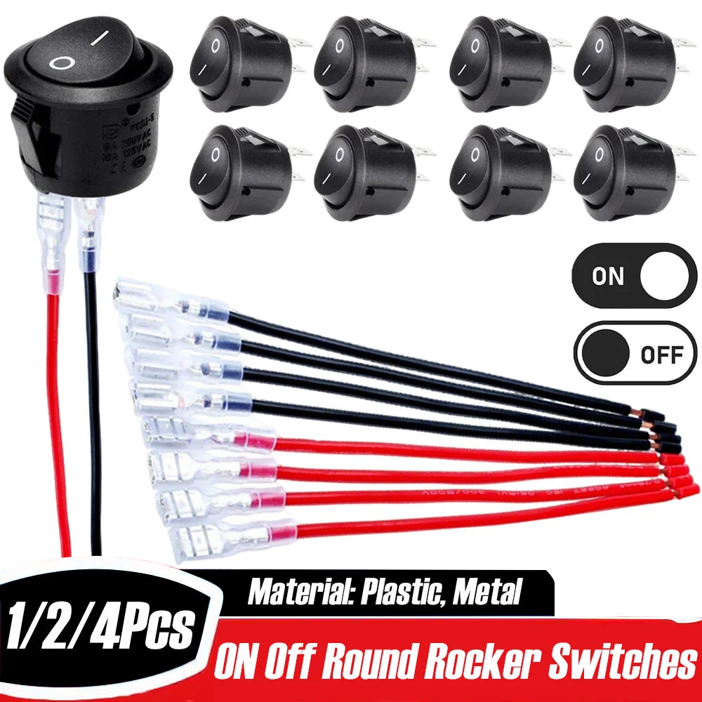 1-10Pcs 20mm Round Practical Joystick Switch SPST 2 Pin Snap-in ON-Off Toggle Switch Universal 12V for Car RV Boat