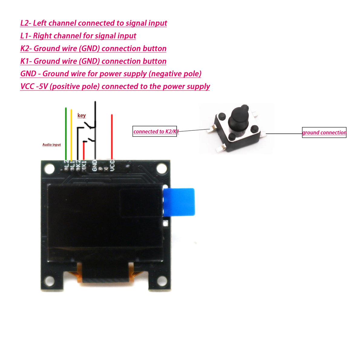 0,96 palcový OLED modul zobrazení zvukového spektra