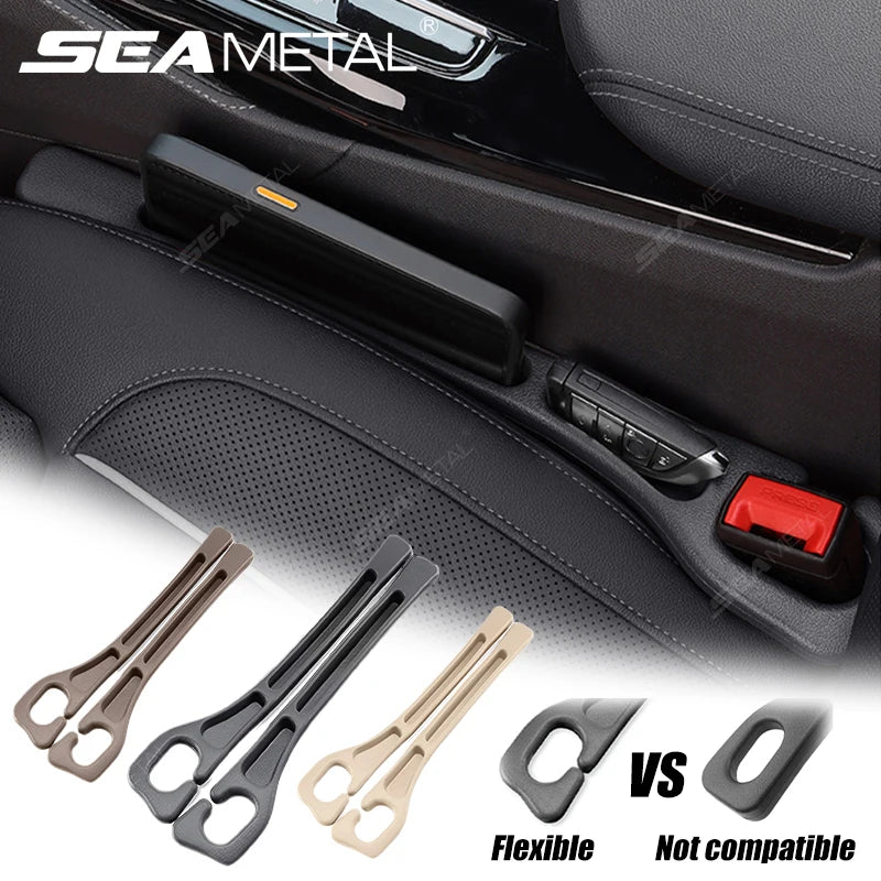 SEAMETAL 2Pcs Car Seat Gap Filler Organizer Flexible Center Console Crevice Filling Strip Seat Side Filler with Expandable Hole