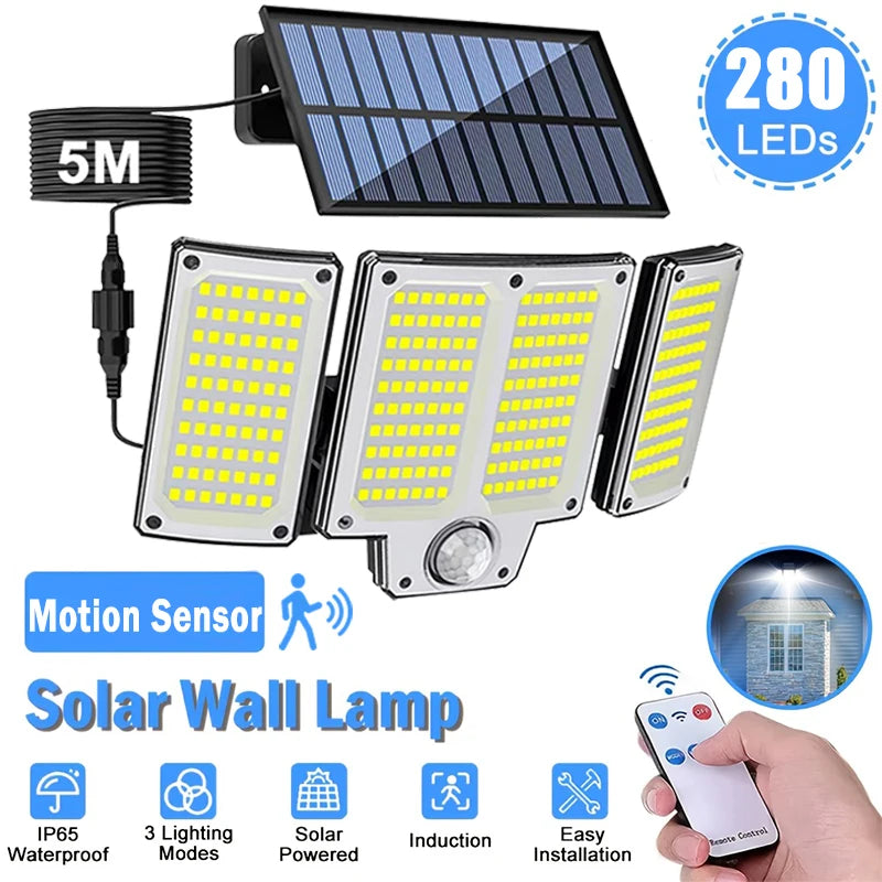 Luz solar de pared con sensor de movimiento, 106 o 280 LED