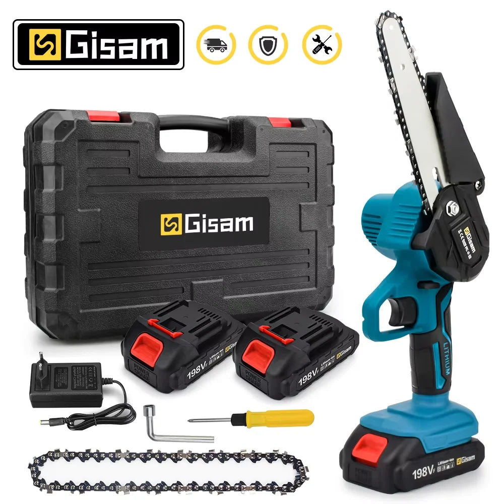 Gisam 6 Inch Chain Saw Cordless Electric Saw Handheld Garden Logging Chainsaw Wood Cutting Power Tool for Makita 18V Battery Pin 