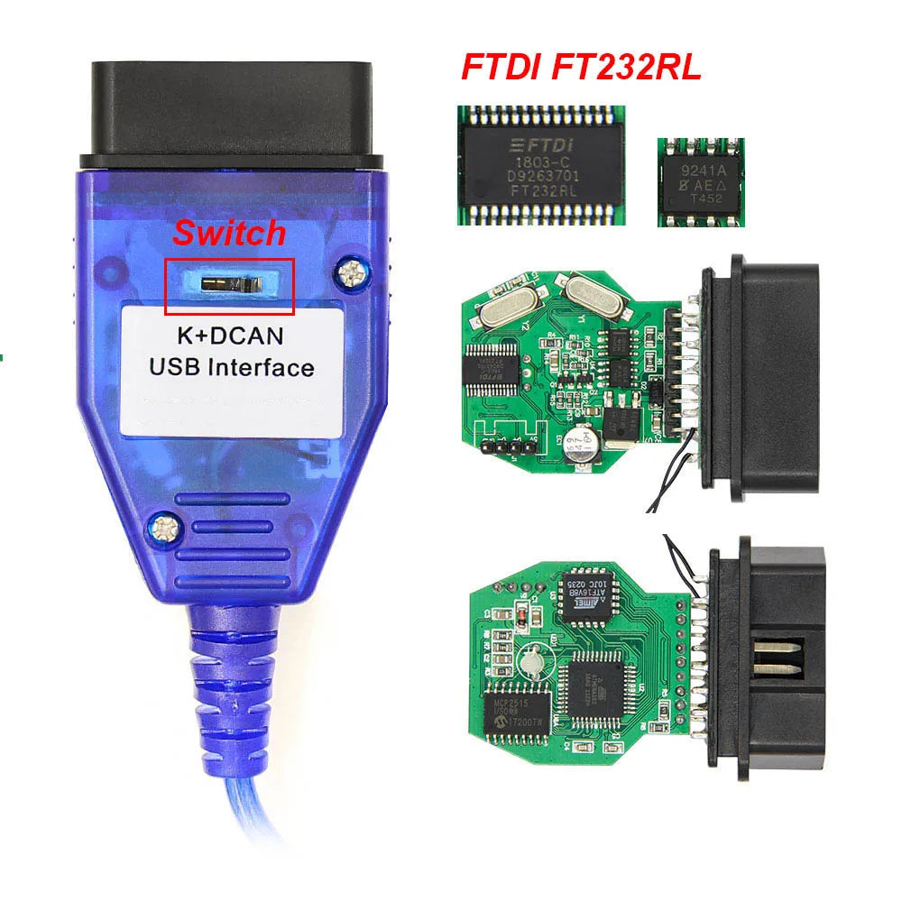 Cablu de diagnostic USB K+DCAN cu întrerupător