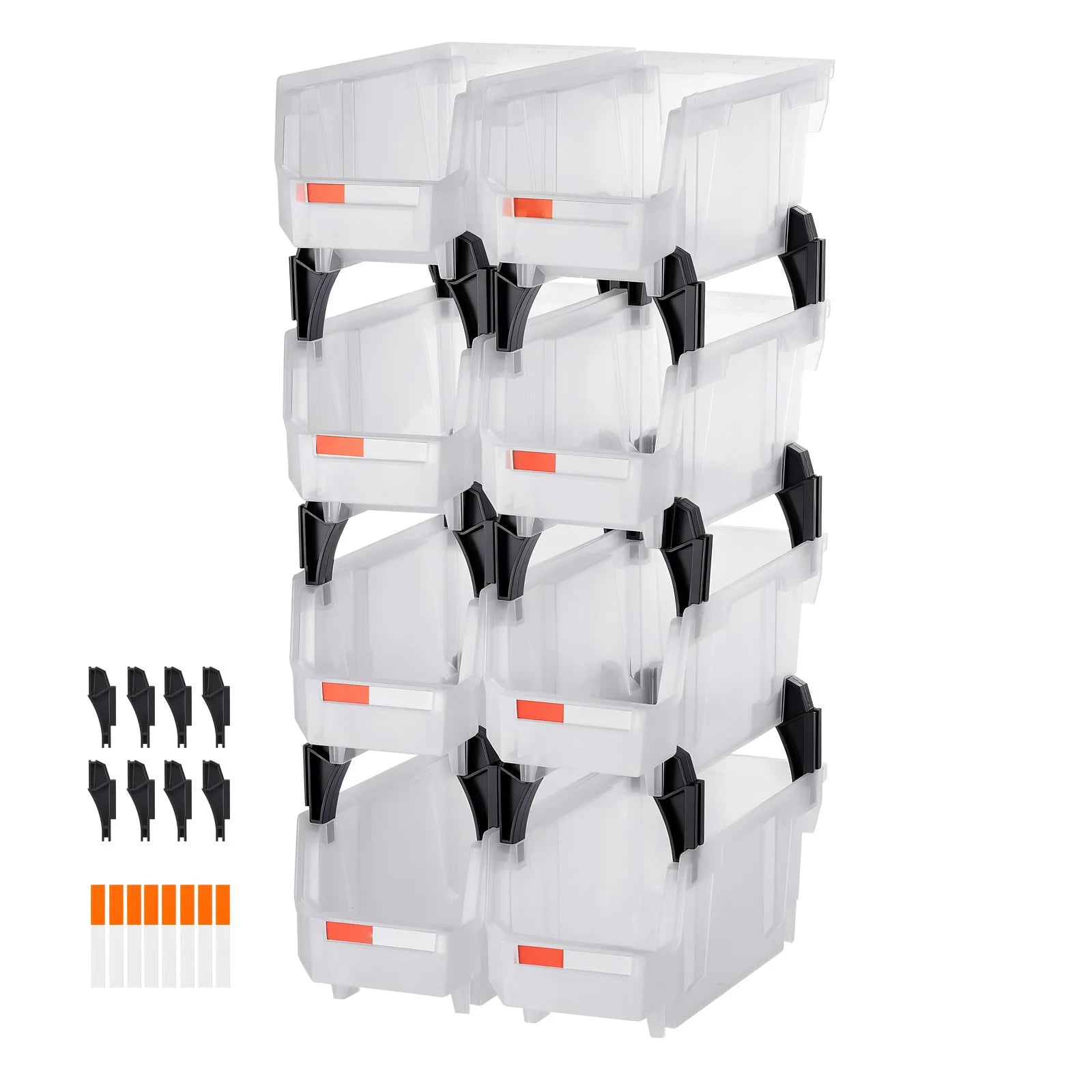 8 Pack Stackable Storage Bins with Front Access Organizer Boxes