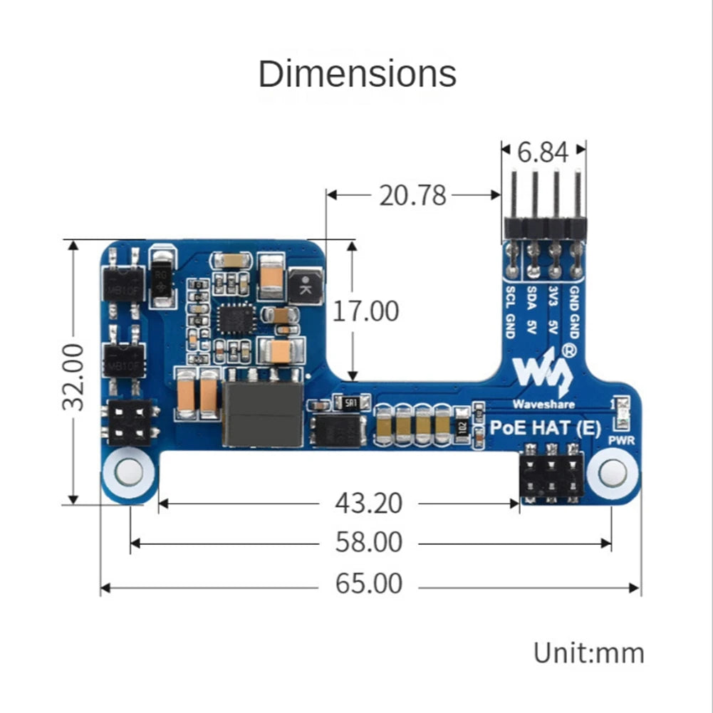 HAT PoE IEEE 802.3af E per Raspberry Pi 3B+/4B