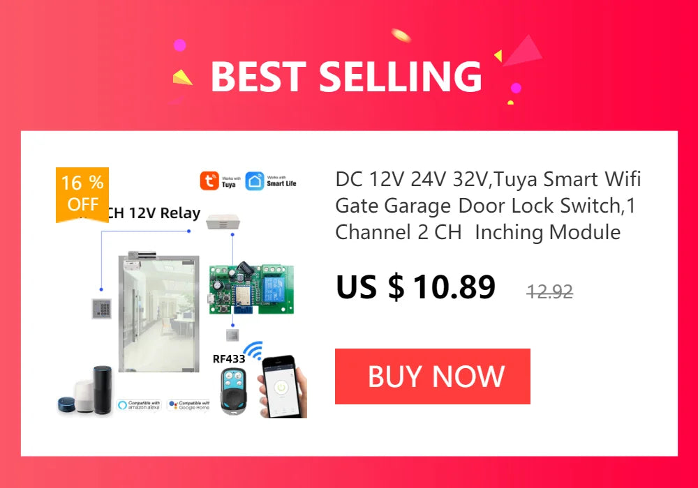 4CH Wifi Smart Home Motor Controller,DC 12V 24V 32V 220V RF433 Remote,4 Channel Relay Switch for Alice Alexa,Tuya Smart Life