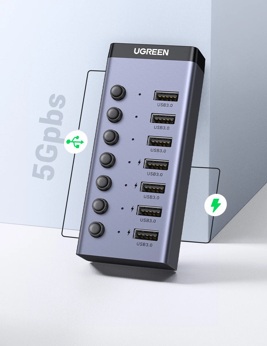 Seven-Port USB 3.0 Hub with Individual Switches