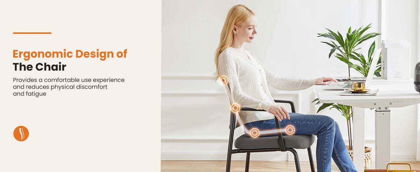 Mesh Back Stacking Office Chairs Set of 2 with Arms
