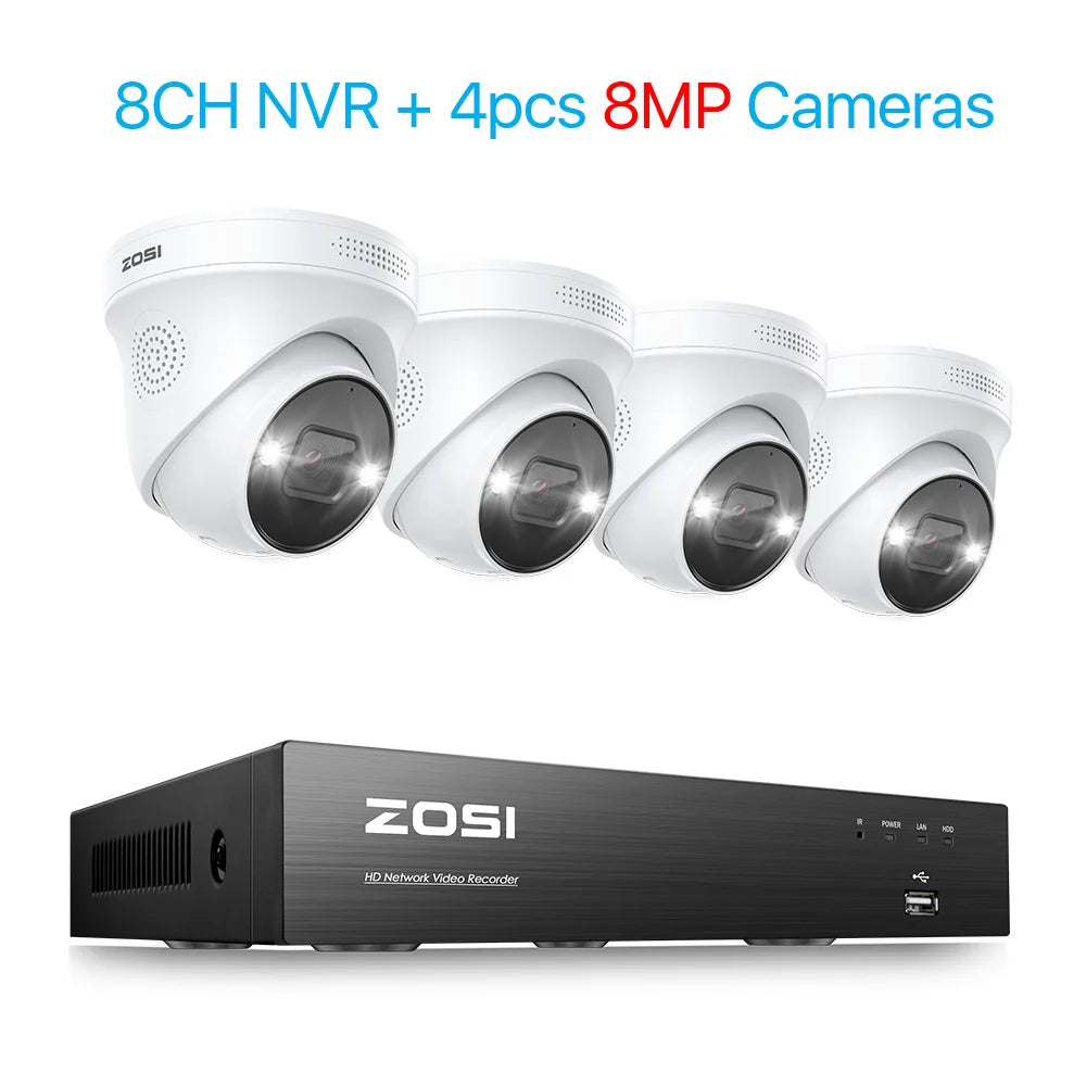 ZOSI 8CH 4K PoE Security Camera System with AI Detection