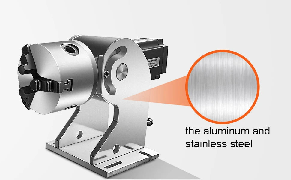 3-Claw Rotary Axis for Fiber Laser Engraving 5–80mm Cylinders