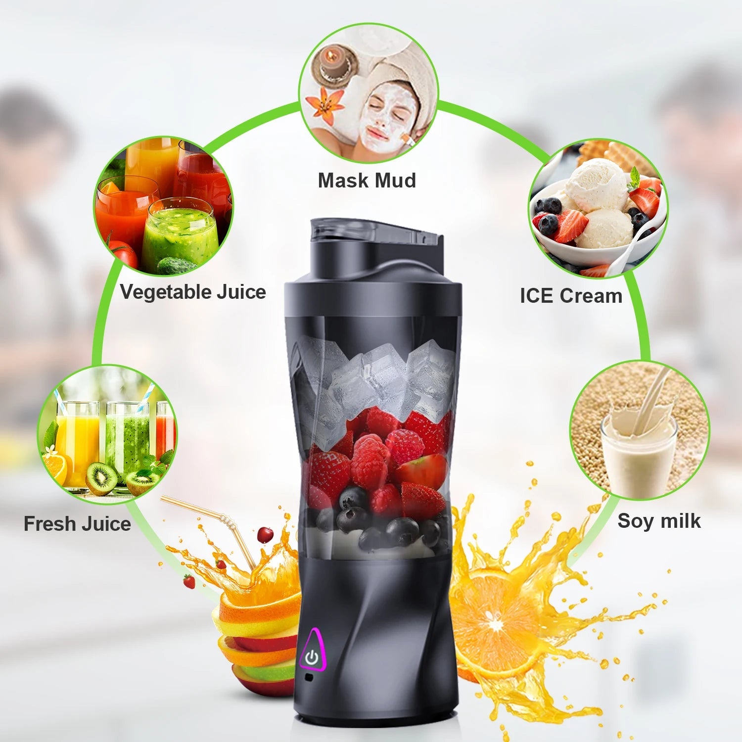 Electric Portable Juicer Fresh Fruit Mixer 700ML Multifunctional USB Rechargeable Shakes Smoothie Blender Outdoor Mixing Cup 