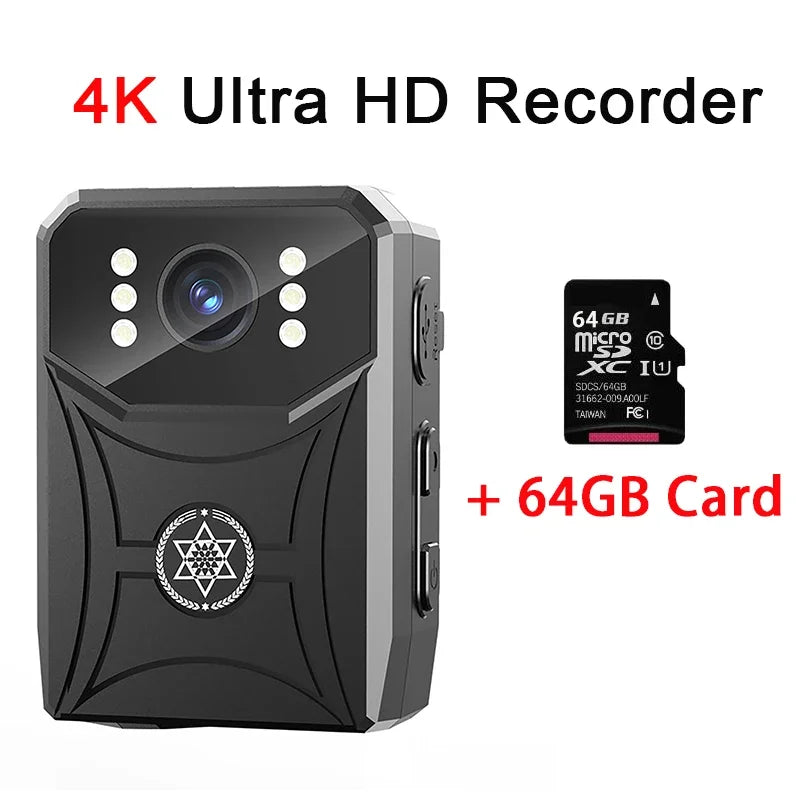 Mini 4K HD Cameras with WIFi 3000mAh Digtal Video Recorder with IPS Screen Night Vision Police Body Camera Portable Camcorder