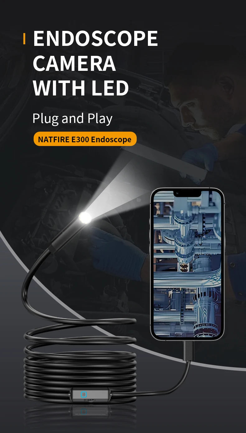 Caméra endoscope Android Type-C 7MM étanche IP67 à 6 LED, bore scope miniature avec 6 DEL