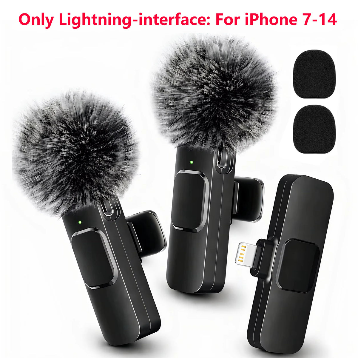 Wireless Lapel Microphone, Lightning Connector Only, mini Clip Microphone, Suitable for Live Streaming, Vlogs, Interviews.
