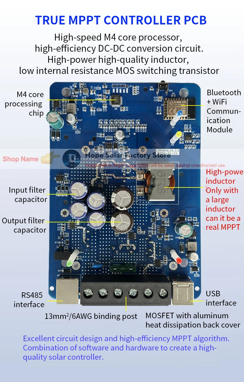 Regolatore di Carica Solare MPPT 30A/40A con Controllo tramite App e Supporto 12–48V