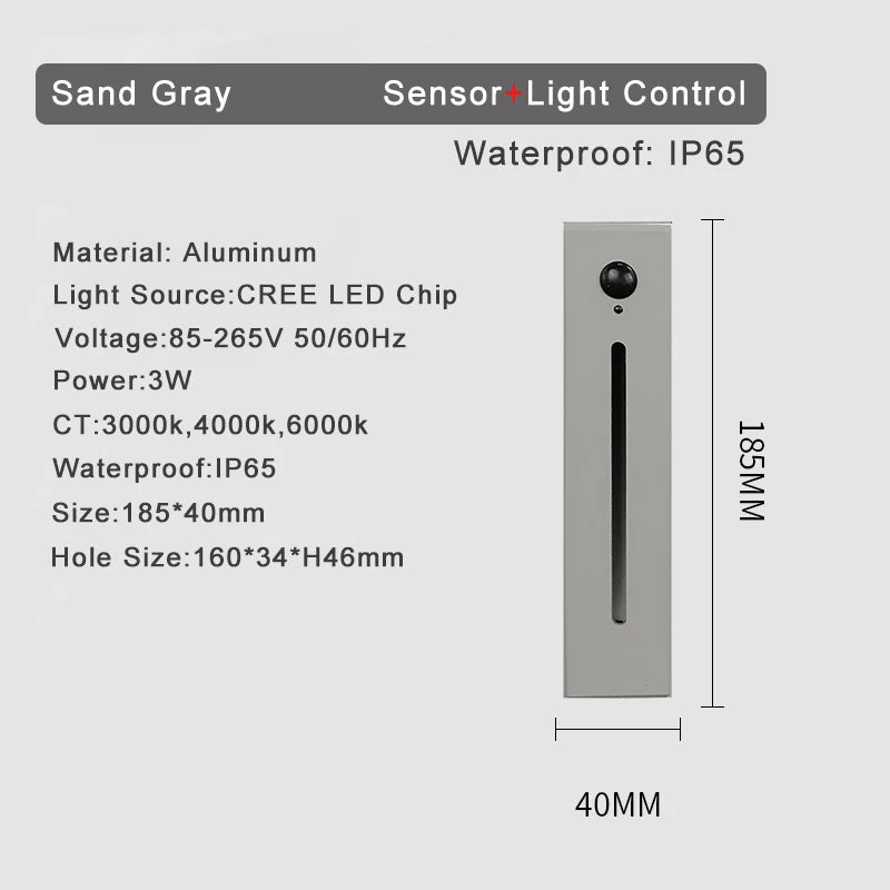 Recessed LED Stair Light - Sensor Options