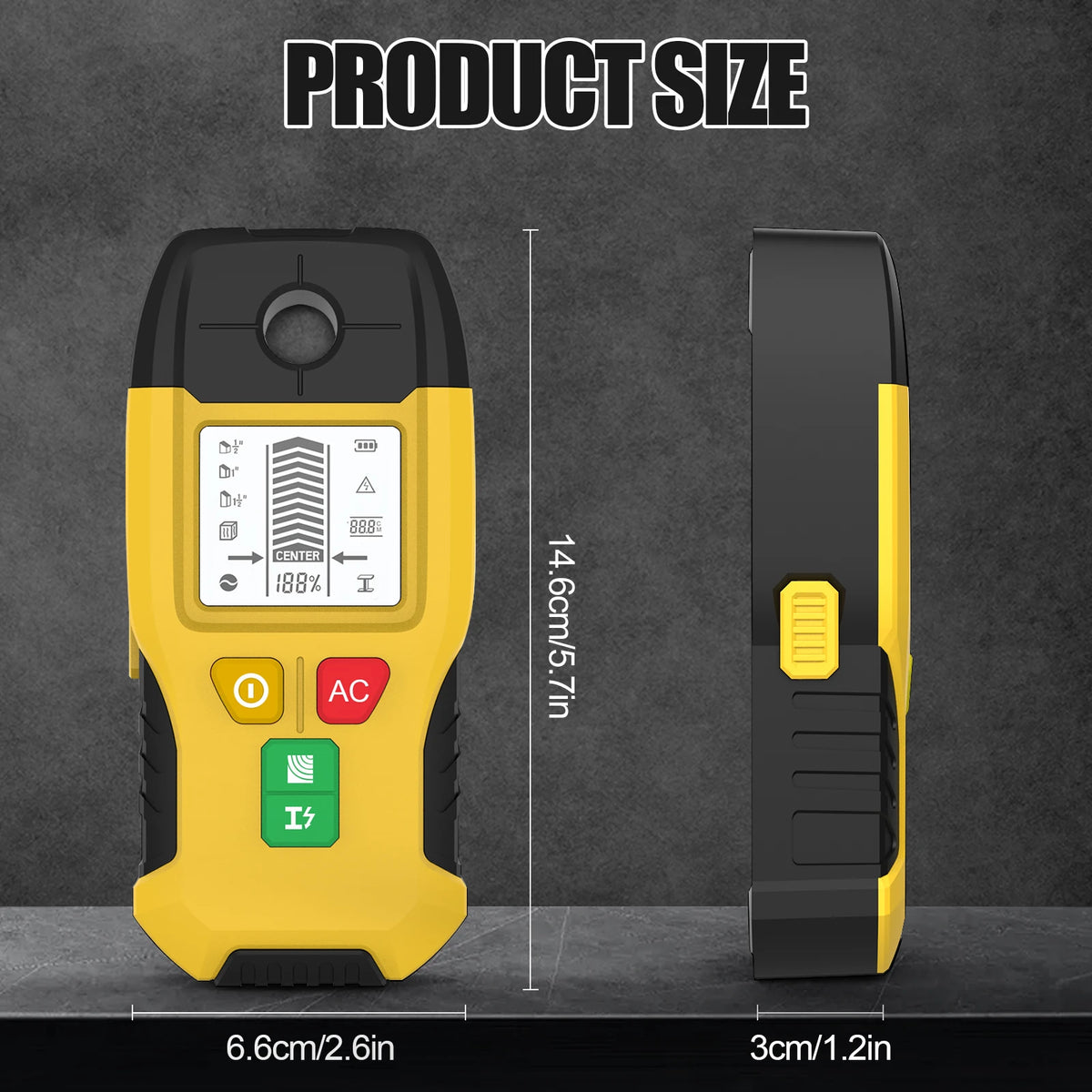 HW-100 Wall Stud Finder with Metal & AC Scanning Modes